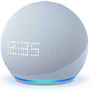 Amazon Echo Dot 5th Gen cu Ceas Control Voce Alexa, Wi-Fi, Bluetooth, Albastru Deschis