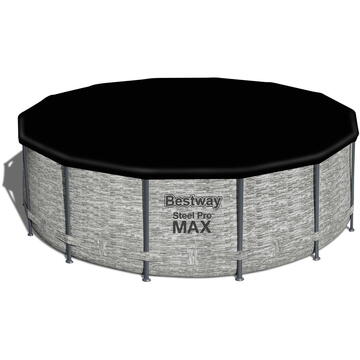 Bestway Steel Pro MAX Above Ground Pool Set Round 427cm x427cmx122 cm, Pompa inclusa, Gri