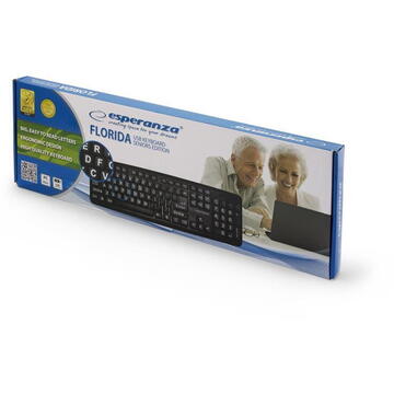 Tastatura ESPERANZA EK129 FLORIDA - Tastatură standard USB, 104 taste, Cu fir, Negru