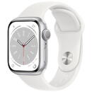 Apple S8 GPS 41mm Silver Apple Watch S8 GPS 41mm Silver Aluminium Case with White Sport Band - Regular