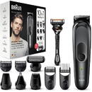 Braun Aparat de tuns multifunctional Braun MGK7321 Wet&Dry, 13 de setări pentru lungime, 10 in 1, 4 piepteni, 5 accesorii extra, Aparat de ras Gillette, Negru/Gri