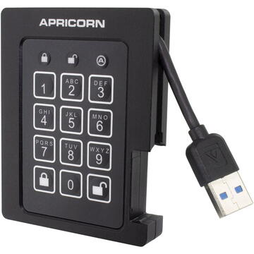 Hard disk extern Apricorn Aegis Padlock  - 240 GB - USB 3.2 - 2.5" Black/Grey