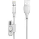 Foneng Foneng X62 Magnetic 3in1 USB to USB-C / Lightning / Micro USB Cable, 2.4A, 1m (White)