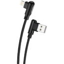 Foneng Angled USB cable for Lightning Foneng X70, 3A, 1m (black)