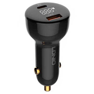 LDNIO C101 Car Charger, USB + USB-C, 100W + USB to Micro USB Cable (Black)
