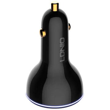 LDNIO C102 Car Charger, USB + 2x USB-C, 160W + USB to Micro USB Cable (Black)