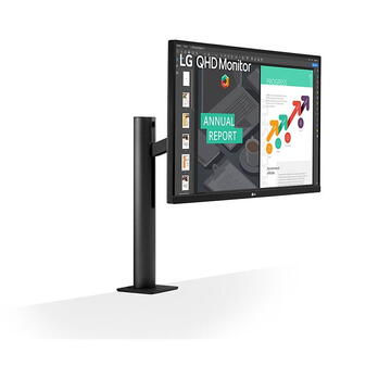 Monitor LED LG 27" 27QN880P-B - (TFT/LCD) - 27", Negru, HDMI,Display Port,Iesire Casti,USB Type-C,Rotatie: 280° ~ -280°// inclinare 25° înainte - 25° înapoi