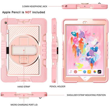 Husa pentru iPad 9.7 (2017 / 2018) - Techsuit StripeShell 360 - Pink