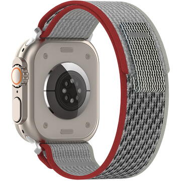 Curea pentru Apple Watch 1/2/3/4/5/6/7/8/SE/SE 2 (38/40/41mm) - Techsuit Watchband (W039) - Red / Gray