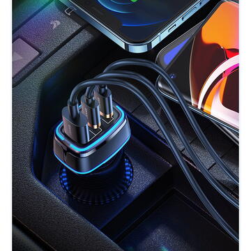 Incarcator Auto 2x Type-C, USB, 105W, 4A - USAMS C24 (US-CC141) - Black