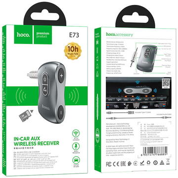 Adaptor Bluetooth Auxiliar Jack - Hoco Tour Car (E73) - Metal Gray