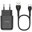 Hoco N2 USB-A, 10W, 2.1A Negru+ Cablu Type-C