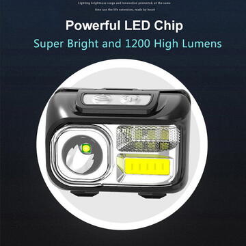 Techsuit Lanterna Cap XPG, COB, LED,  (HL-B-02) Micro-USB - Black