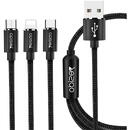 Yesido Cablu de Date 3in1 USB la Lightning, Type-C, Micro USB 60W, 3A, 1.2m - Yesido (CA-60) - Black