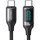 Usams Cablu de Date Type-C la Type-C 100W, Digital Display, Fast Charge, 1.2m - USAMS U78 (US-SJ546) - Black