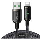 Yesido Cablu de Date USB la Lightning 2.4A, Display Digital , 1.2m - Yesido (CA-84) - Black
