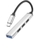 Hoco Hub Type-C la USB 3.0, 3xUSB 2.0 - Hoco (HB26) - Silver