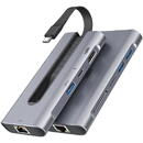Esr ESR - Hub 8in1 - RJ45, 3 x USB, 2 x Type-C, HDMI, SD Card, Micro SD Card - Grey
