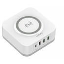 Ldnio Wireless induction charger LDNIO AW004, 3x USB + USB-C, 32W (white)