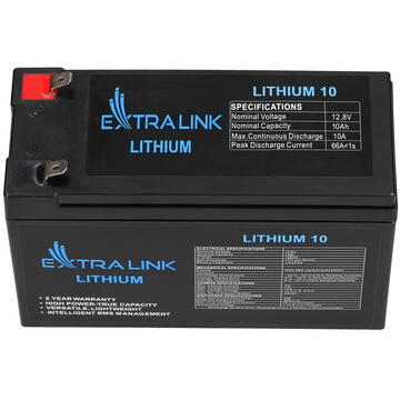 Extralink LiFePO4 10AH | Accumulator | 12.8V, BMS