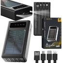 EPB-092, 20000mAh, Panou solar, 4 cabluri integrate, USB Type-C, MicroUSB, 2 x USB, Universal, Portabil, Afisaj LED, Lanterna LED, Negru