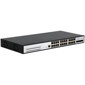 Switch Extralink Chiron Pro | PoE Switch | 24x RJ45 1000Mb/s PoE, 4x SFP+, L3, managed, 370W