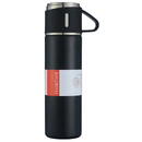 Techsuit Techsuit - Thermos + Two Cups - 12h Heat Preservation and Cooling, from Stainless Steel and Silicone, 500ml - Black