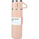 Techsuit Techsuit - Thermos + Two Cups - 12h Heat Preservation and Cooling, from Stainless Steel and Silicone, 500ml - Pink