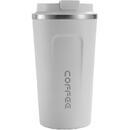 Techsuit Techsuit - Thermos Mug - with Lid for Coffe, Portable, Stainless Steel, 380ml - White