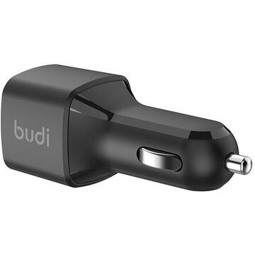 Car charger Budi 065R, 2x USB-C, PD 60W (black)