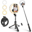 Techsuit Selfie Stick Stabil cu Lampa Circulara, 80cm - Techsuit (Q07) - Black