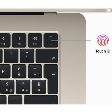 Notebook MacBook Air 15 MQKV3ZE/A 15.3" Retina Display Apple M2 8GB 512GB SSD Apple M2 GPU 10-core macOS Ventura Beige