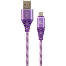 Gembird Gembird Premium cotton braided Micro-USB charging and data cable,2m,purple/white