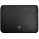 Husa de Protectie Guess Saffiano Triangle Metal Logo Computer Sleeve 13/14", Negru