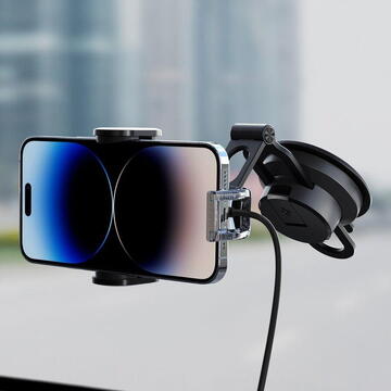 Husa Spigen UTS35W ONETAP UNIVERSAL WINDSHIELD &amp; DASHBOARD CAR MOUNT WIRELESS CHARGER BLACK