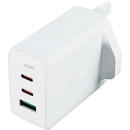 Acefast Acefast charger GaN 65W 3 ports (1xUSB, 2xUSB C PD) UK plug white (A44)