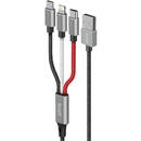 Budi 3-in-1 USB to Lightning / USB-C / Micro USB cable Budi 2.4A, 1m, braided (black)