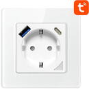 Smart WiFi Wall Socket Avatto N-WOT10-USB-W TUYA USB USB-C (white)