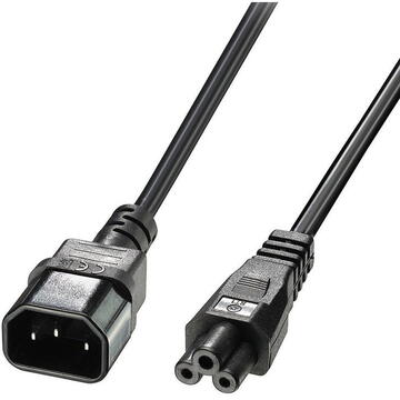 LINDY IEC C5 power extension cable, 2m, black