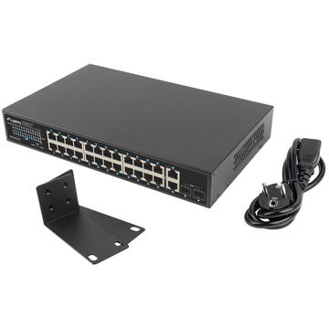 Switch LANBERG RSGE-24P-2GE-2S-250 network switch Unmanaged