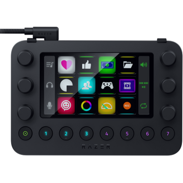 Razer Stream Controller, Gaming Controller,Compatibilitate S.O. Windows, macOS, Butoane 20 (in total), 12 LCD-Touch-keys, 8 multifunctional keys, Greutate 210 g, Culoare Negru
