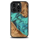 Bewood Bewood Unique Turquoise iPhone 14 Pro Wood and Resin Case - Turquoise Black