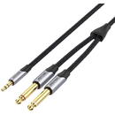 Vention Cable mini jack 3.5 mm to 2x jack 6.5 mm Vention BARHG 1.5m (grey)