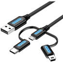 Vention 3in1 USB cable USB 2.0 to USB-C/Micro-B USB/Mini-B Vention CQIBF 1m (black)
