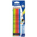 LYRA Creion grafit HB cu radiera 6 buc/set, culori neon, LYRA