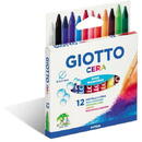 Creioane cerate din plastic, 12 culori/cutie, GIOTTO Cera