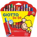 Creioane colorate jumbo + ascutitoare, 12 culori/cutie, GIOTTO be-be