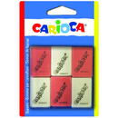 Carioca Radiere dreptunghiulare, 6 buc/blister, CARIOCA - albe/rosii