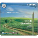 Creioane colorate LYRA Graduate Graphite, 24 culori/cutie metalica