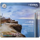 Creioane colorate LYRA Graduate Aquarell, 24 culori+pensula/cutie metalica